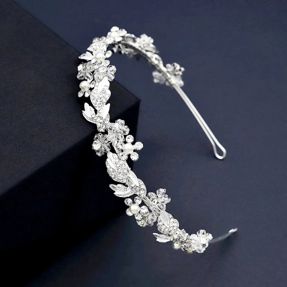 Wedding Hair Accessories - Pearl and Crystal Bridal Headband - Available in Gold and Silver