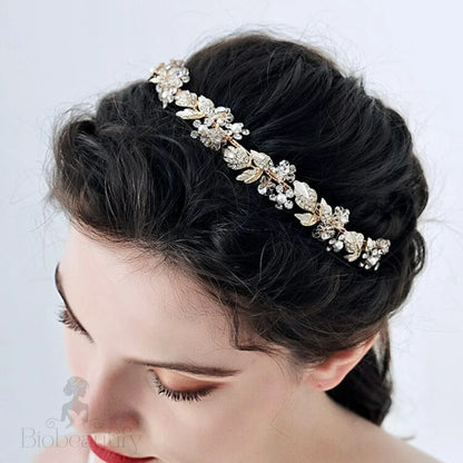 Francis Pearl And Crystal Bridal Headband Gold Silver Options