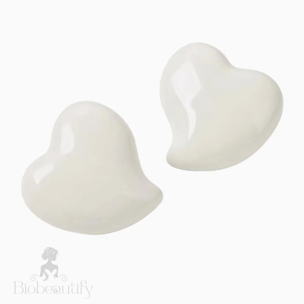 French Enamel Heart Stud Earrings In Puff Design White / One Size