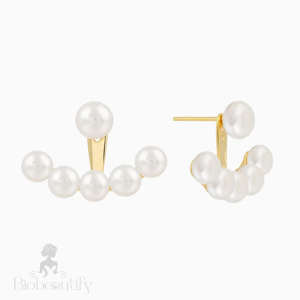 Freshwater Pearl 18K Gold Plated Ear Jacket Earrings White / One Size