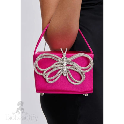 Fuchsia Butterfly Crystal Bag