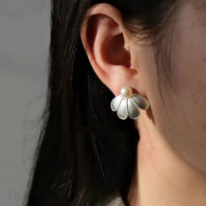 Full Blossom Luster Pearl Brushed Petal Studs