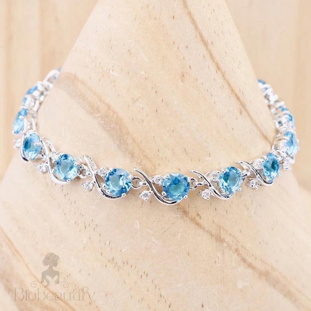 Galia Aquamarine Cubic Zirconia Wedding Bracelet - Additional Styles Available