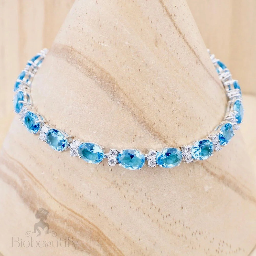 Galia Aquamarine Cubic Zirconia Wedding Bracelet - Additional Styles Available