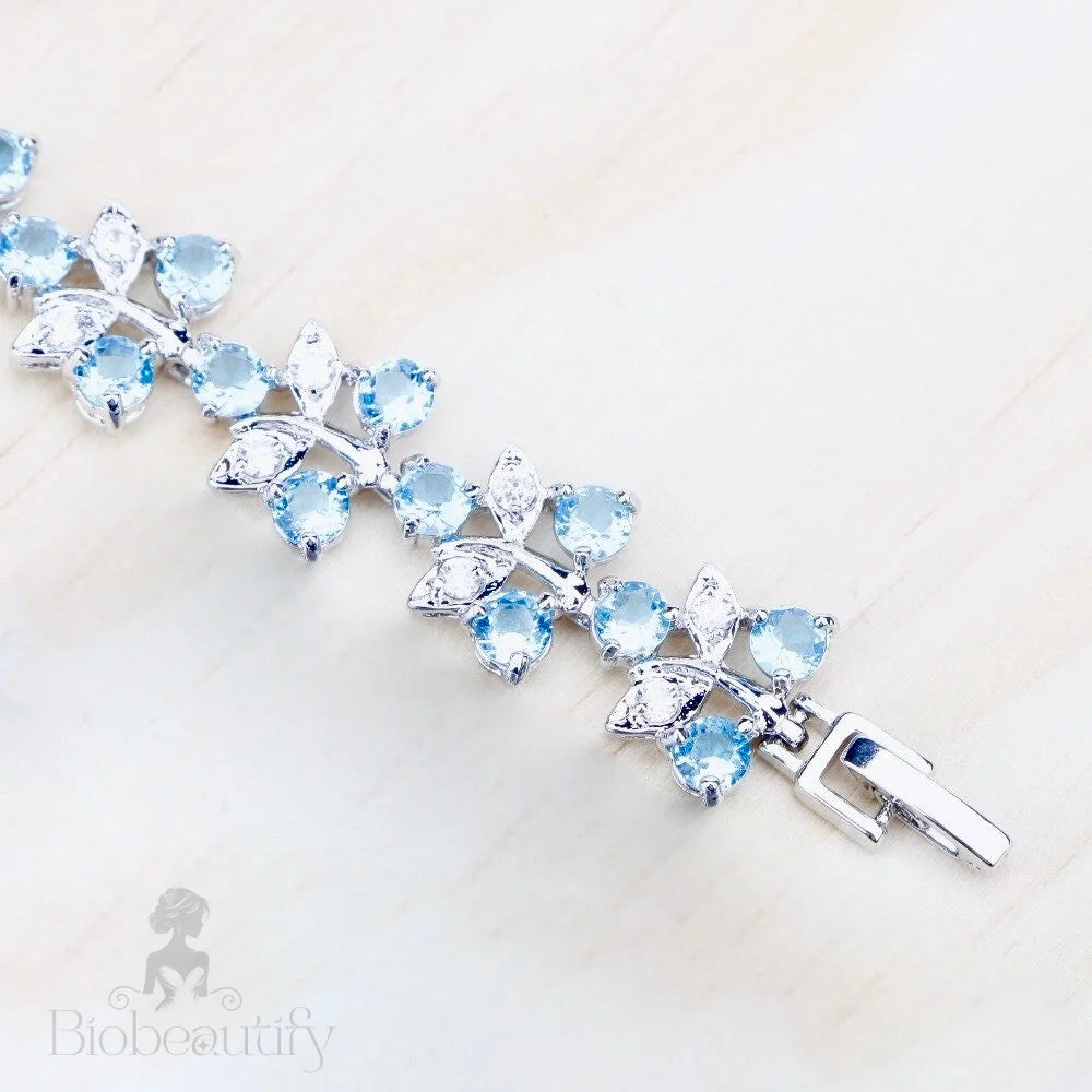 Galia Aquamarine Cubic Zirconia Wedding Bracelet - Additional Styles Available