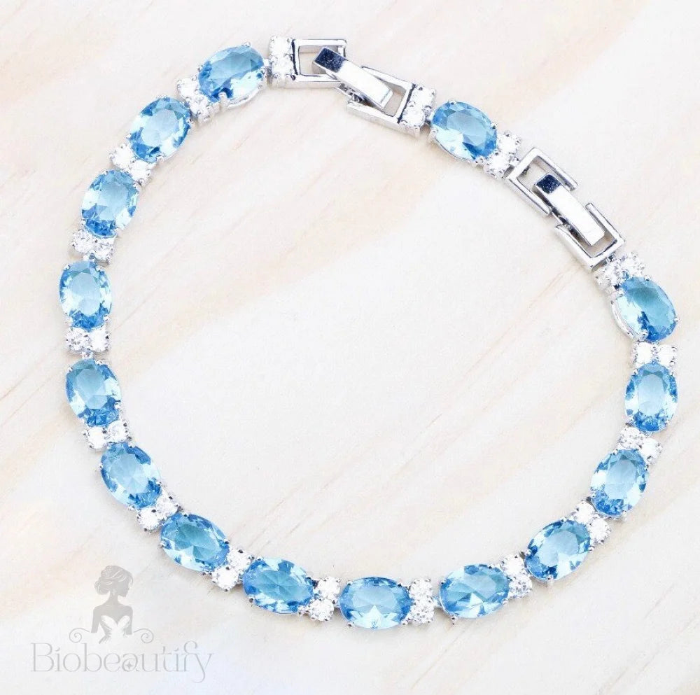 Galia Aquamarine Cubic Zirconia Wedding Bracelet - Additional Styles Available