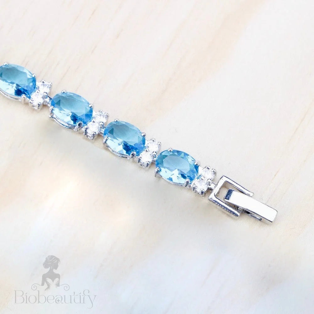 Galia Aquamarine Cubic Zirconia Wedding Bracelet - Additional Styles Available