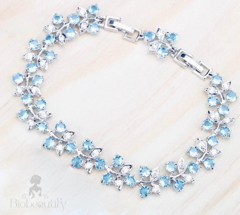 Galia Aquamarine Cubic Zirconia Wedding Bracelet - Additional Styles Available