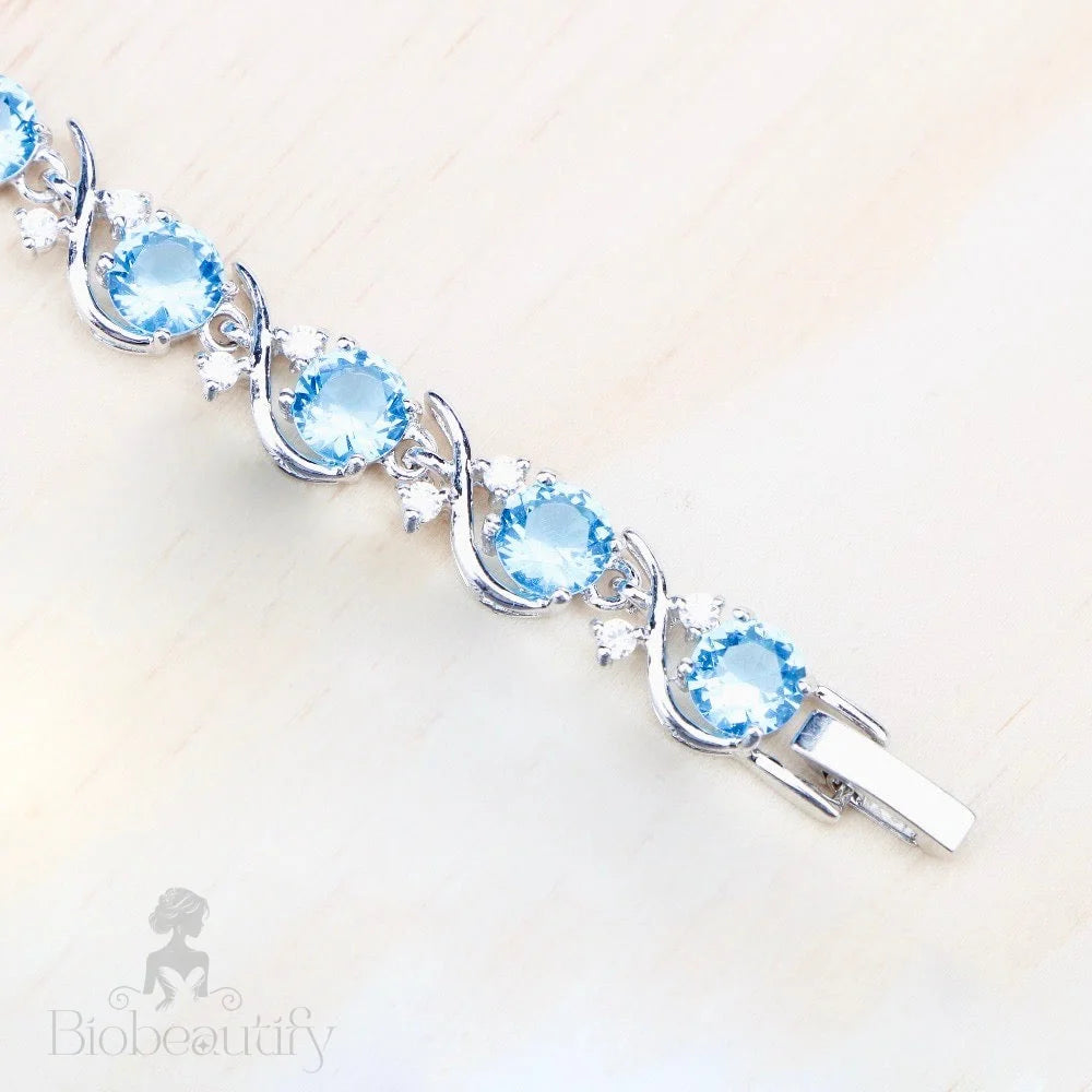 Galia Aquamarine Cubic Zirconia Wedding Bracelet - Additional Styles Available