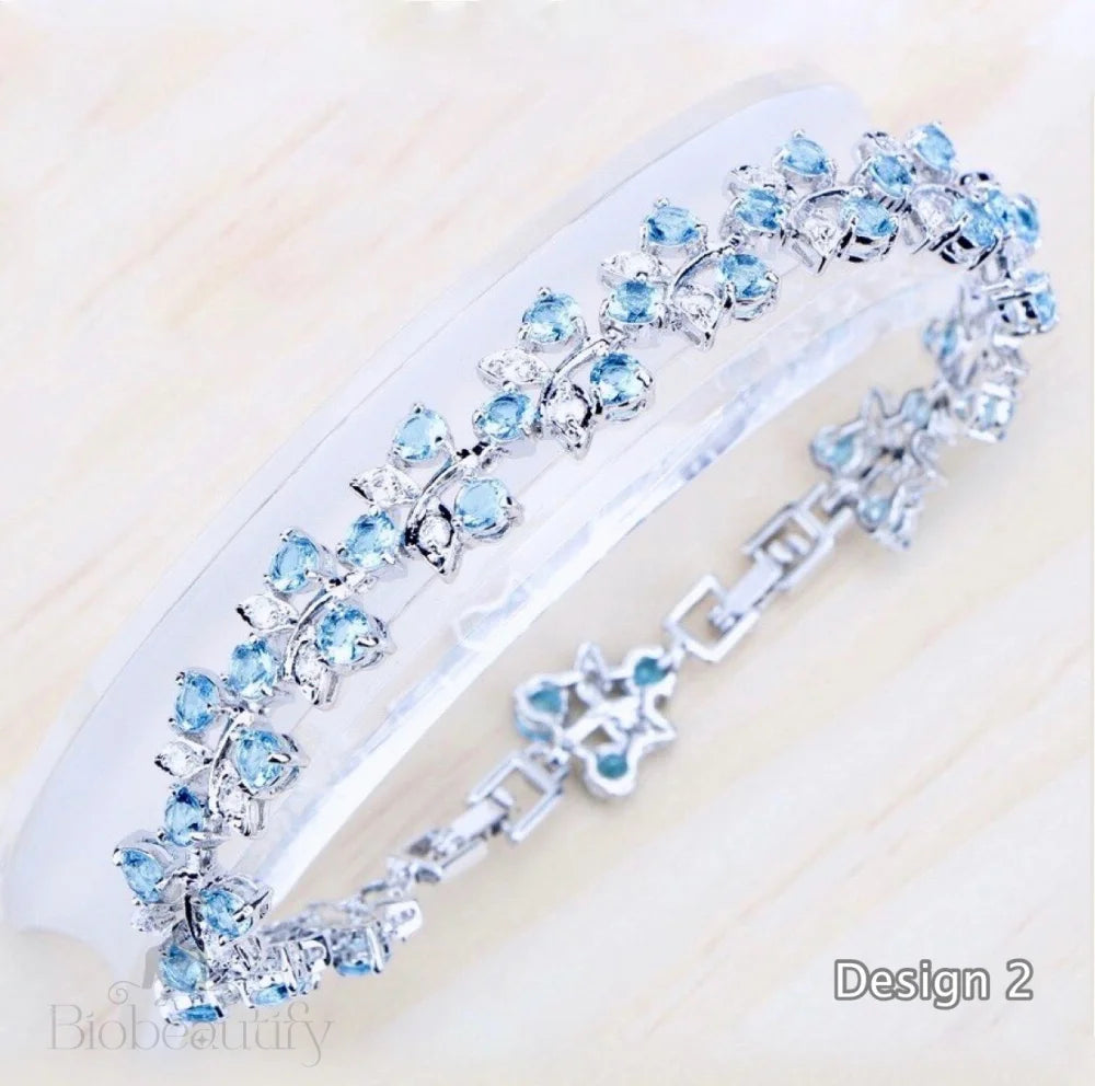 Wedding Jewelry - Aquamarine Cubic Zirconia Bridal Bracelet - More Designs