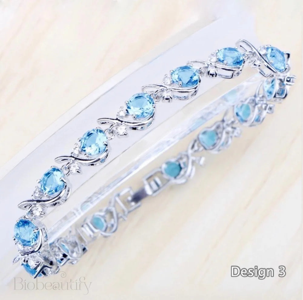 Wedding Jewelry - Aquamarine Cubic Zirconia Bridal Bracelet - More Designs