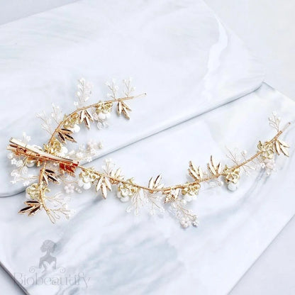 Genoa Bridal Hair Clip/Vine With Pearls And Crystals - Silver Gold Options Available