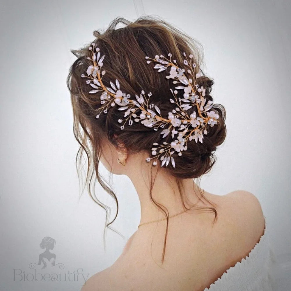 Wedding Hair Accessories - Pearl and Crystal Bridal Hair Clip/Vine - Available in Silver and Gold