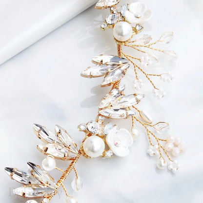 Genoa Bridal Hair Clip/Vine With Pearls And Crystals - Silver Gold Options Available