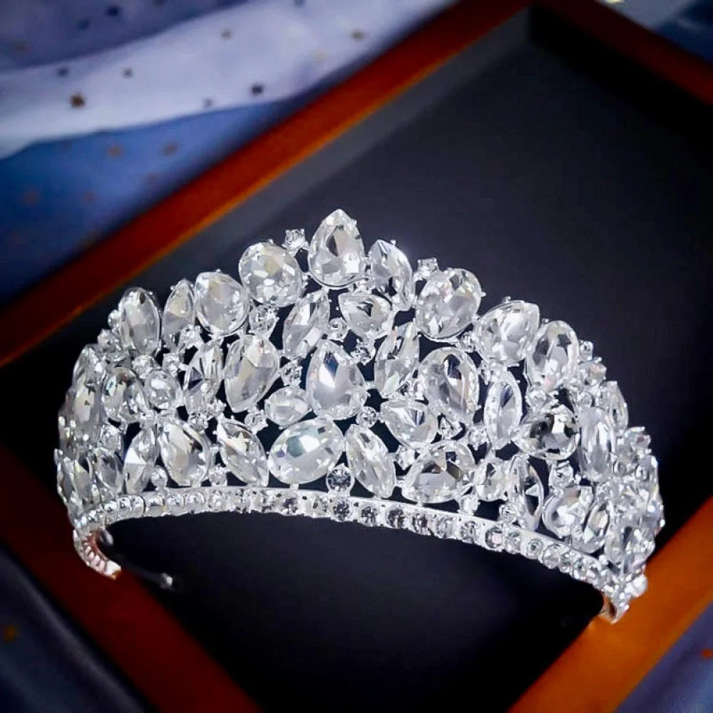 Gentiana Silver Rhinestone Tiara For Weddings