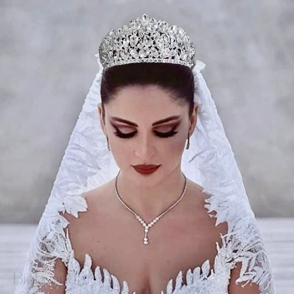 Gentiana Silver Rhinestone Tiara For Weddings