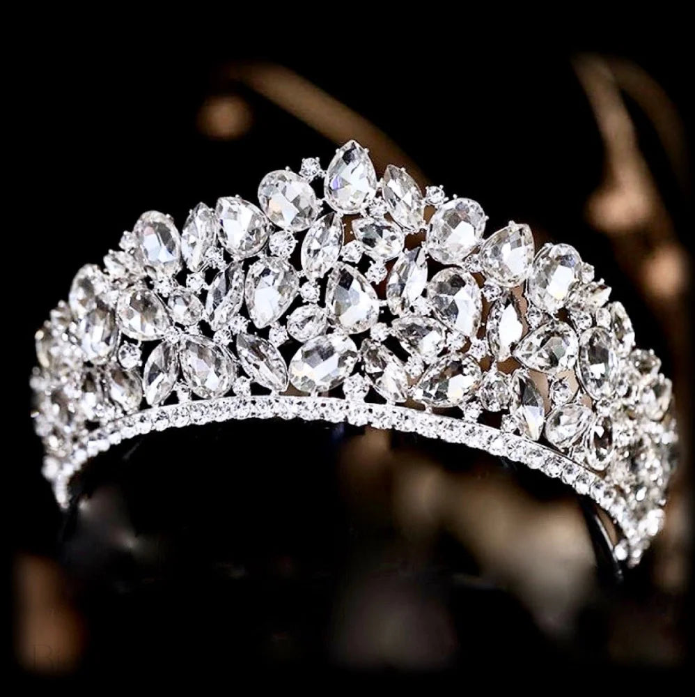 Gentiana Silver Rhinestone Tiara For Weddings