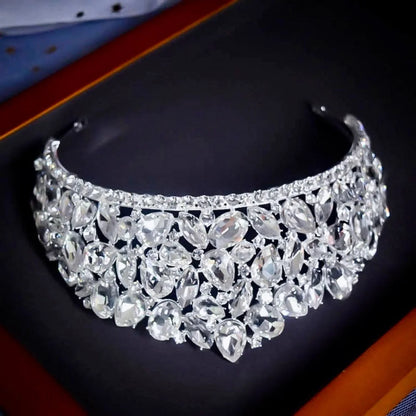 Gentiana Silver Rhinestone Tiara For Weddings