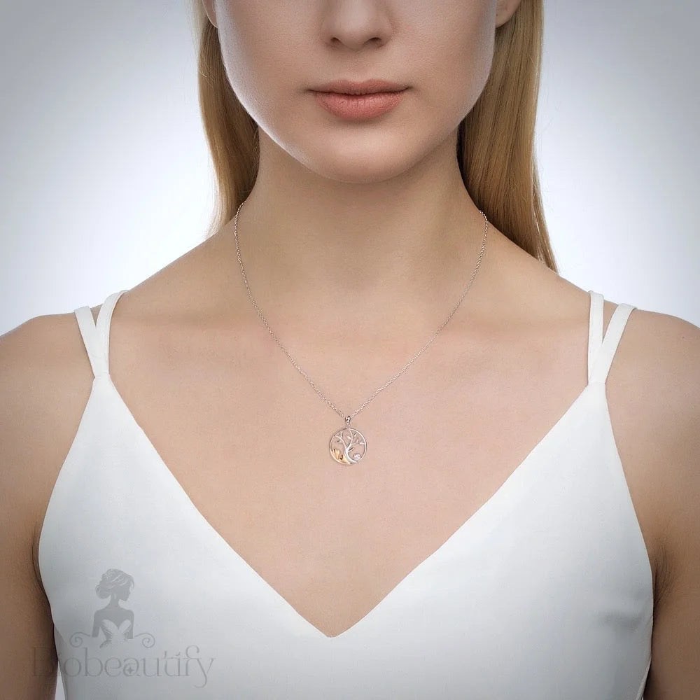 Georgia Necklace In Sterling Silver 14K Rose Gold And Cubic Zirconia