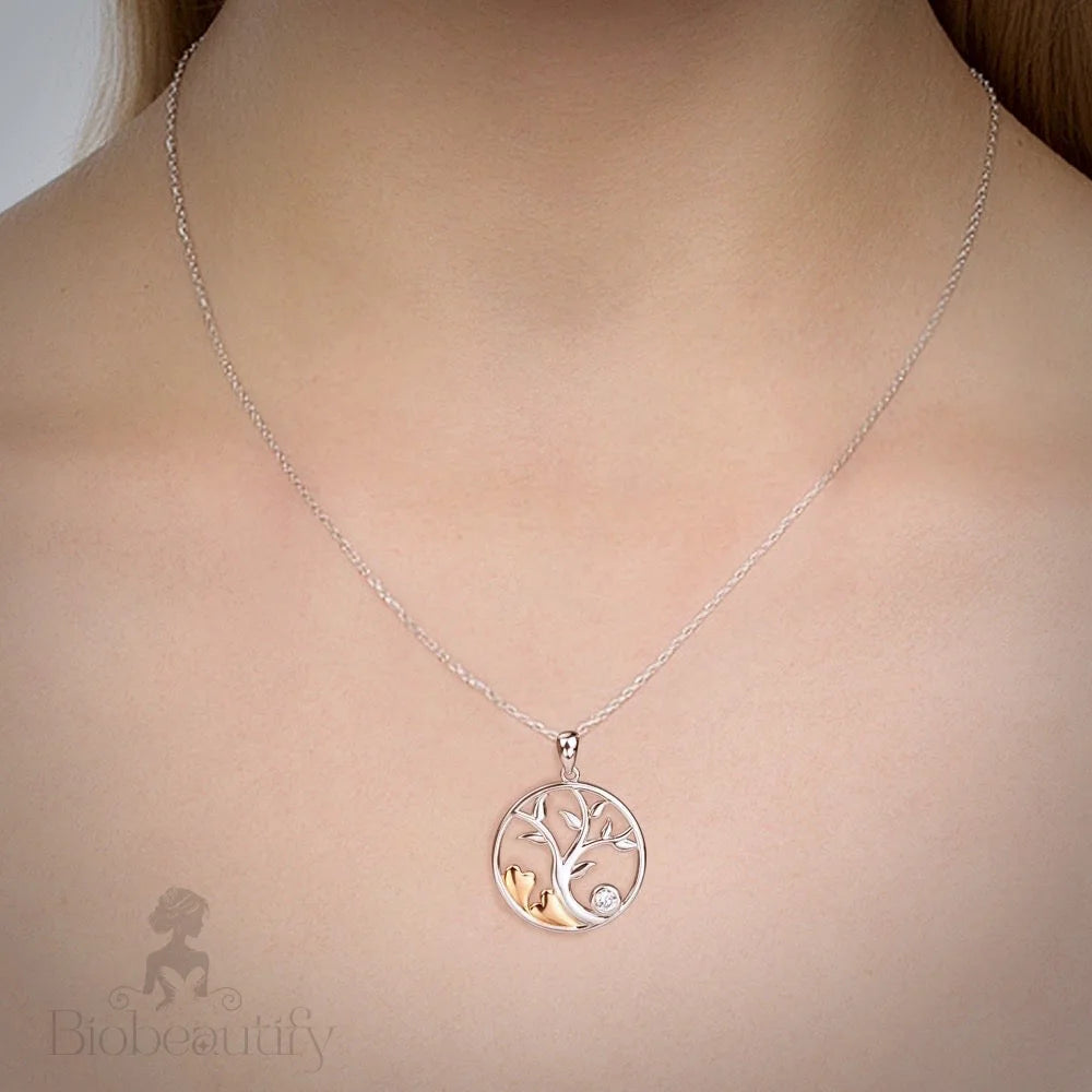 Georgia Necklace In Sterling Silver 14K Rose Gold And Cubic Zirconia