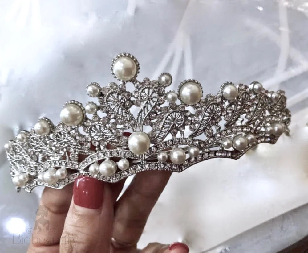 Georgiana Wedding Tiara With Pearls And Crystals