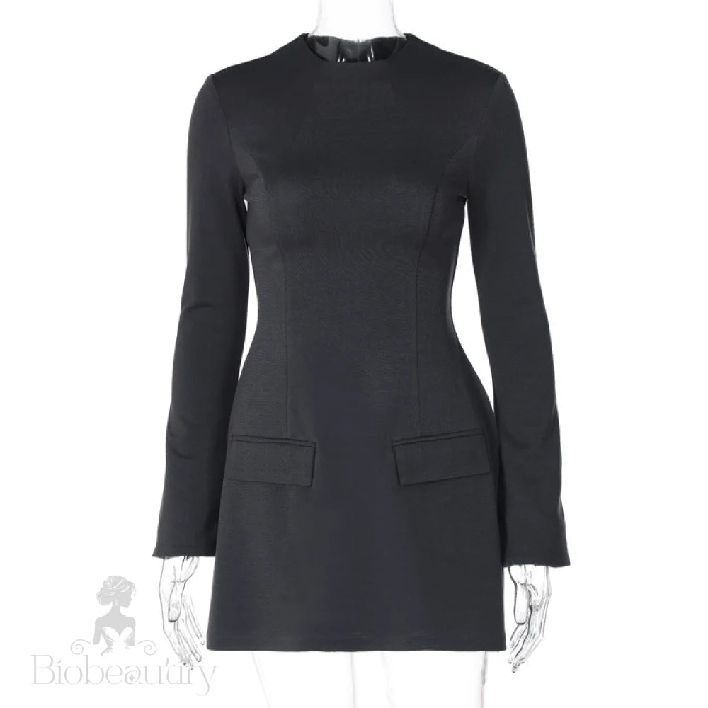 Gia Long Sleeve Bodycon Mini Dress Dark Gray / L