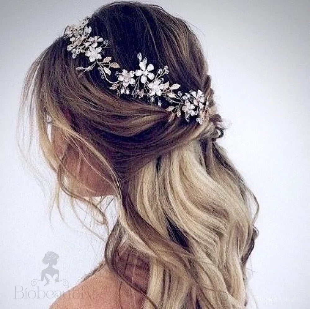 Gianna Silver Pearl Crystal Bridal Hair Vine