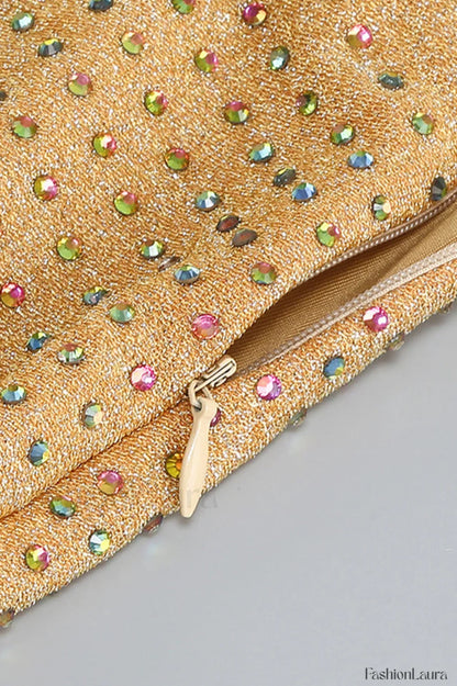 Gina Yellow Stylish Crystal Dress