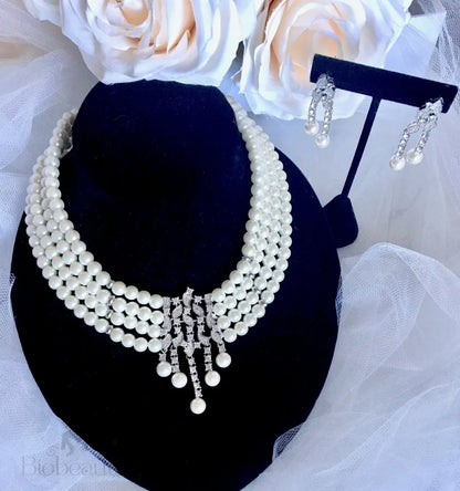 Giovanna Pearl And Cz Bridal Jewelry Set