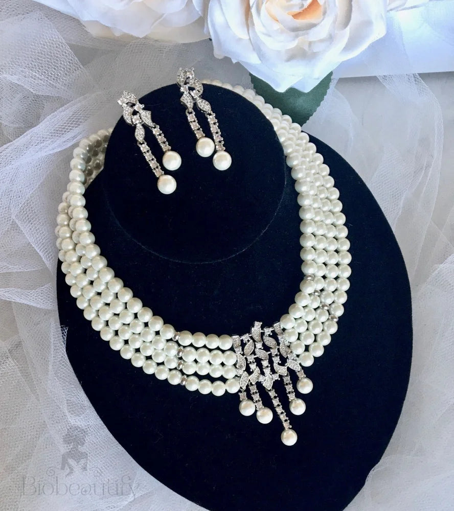 Giovanna Pearl And Cz Bridal Jewelry Set