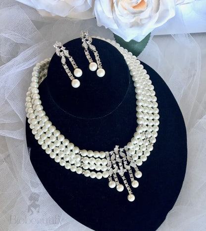 Giovanna Pearl And Cz Bridal Jewelry Set