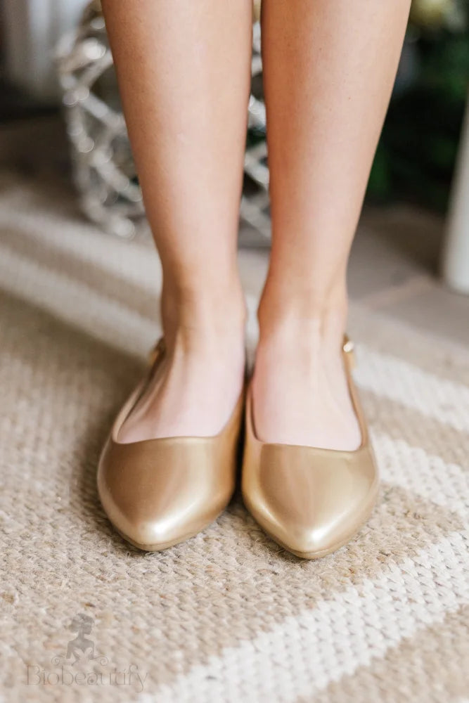 Girls: Joyful Gold Slingback Flats 12 /