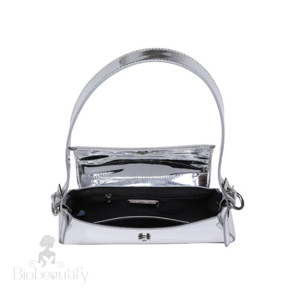 Giselle Metallic Crossbody Bag Silver Mirror