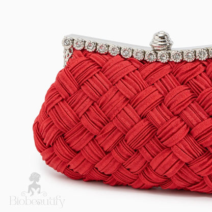 Giselle Rhinestone Braided Clutch Bag