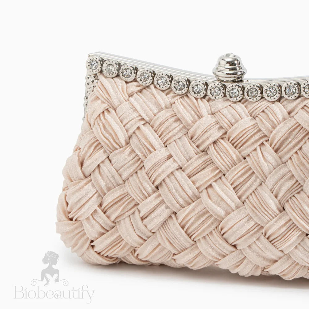 Giselle Rhinestone Braided Clutch Bag