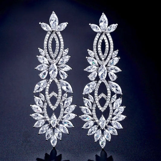 Giselle Silver Zirconia Bridal Earrings