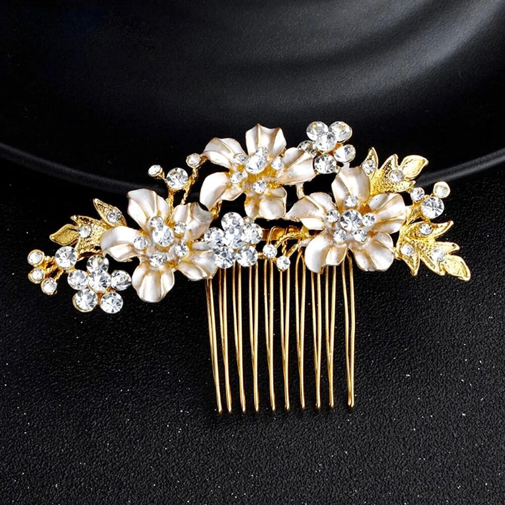 Giulia Crystal Hair Comb For Brides - Gold And Silver Options