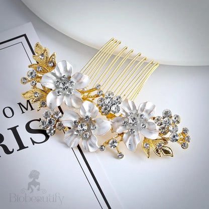 Giulia Crystal Hair Comb For Brides - Gold And Silver Options