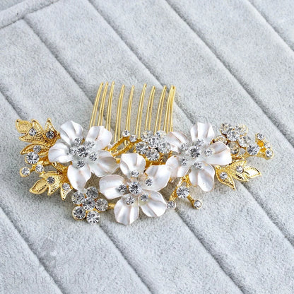 Giulia Crystal Hair Comb For Brides - Gold And Silver Options