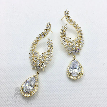 Glenda Bridal Earrings With Cubic Zirconia - Silver And Gold Options Available