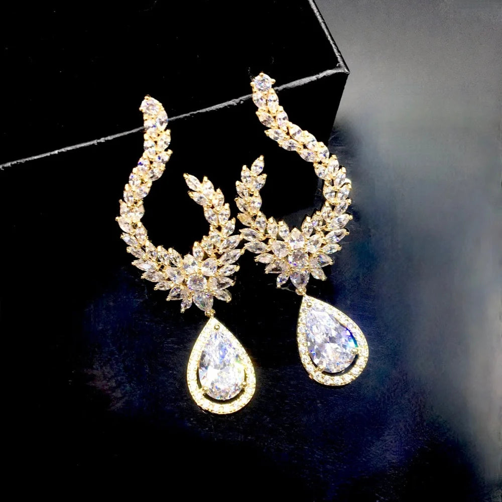 Wedding Jewelry - Cubic Zirconia Bridal Earrings - Available in Silver and Gold