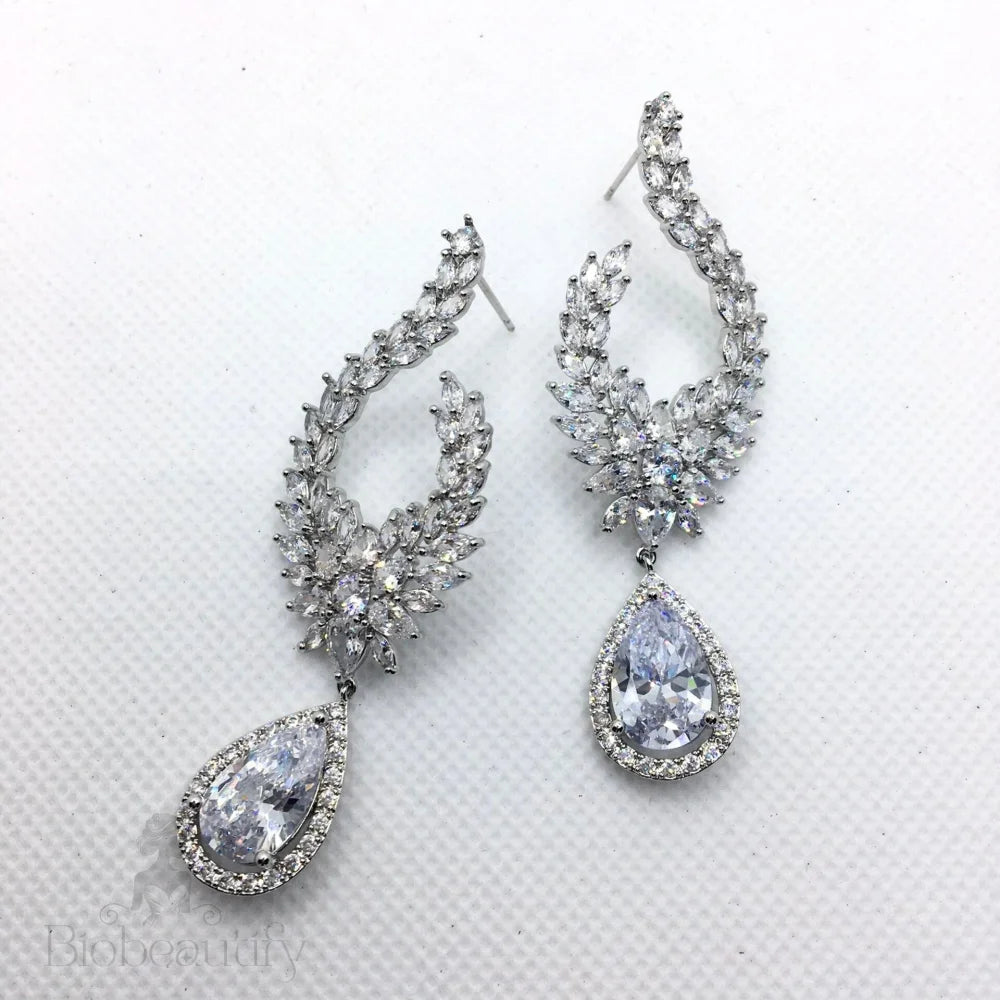 Glenda Bridal Earrings With Cubic Zirconia - Silver And Gold Options Available