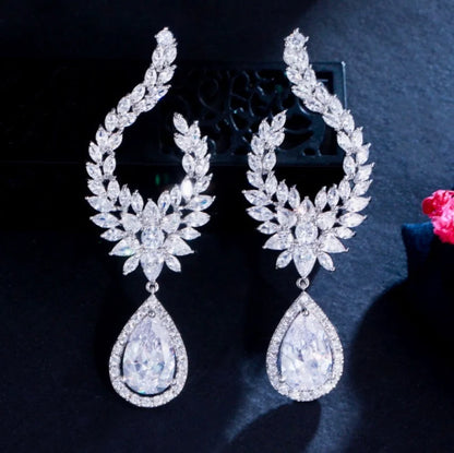 Wedding Jewelry - Cubic Zirconia Bridal Earrings - Available in Silver and Gold