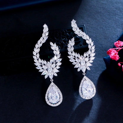 Glenda Bridal Earrings With Cubic Zirconia - Silver And Gold Options Available