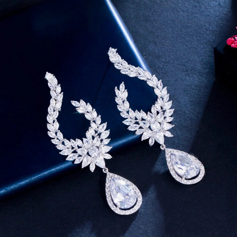 Glenda Bridal Earrings With Cubic Zirconia - Silver And Gold Options Available