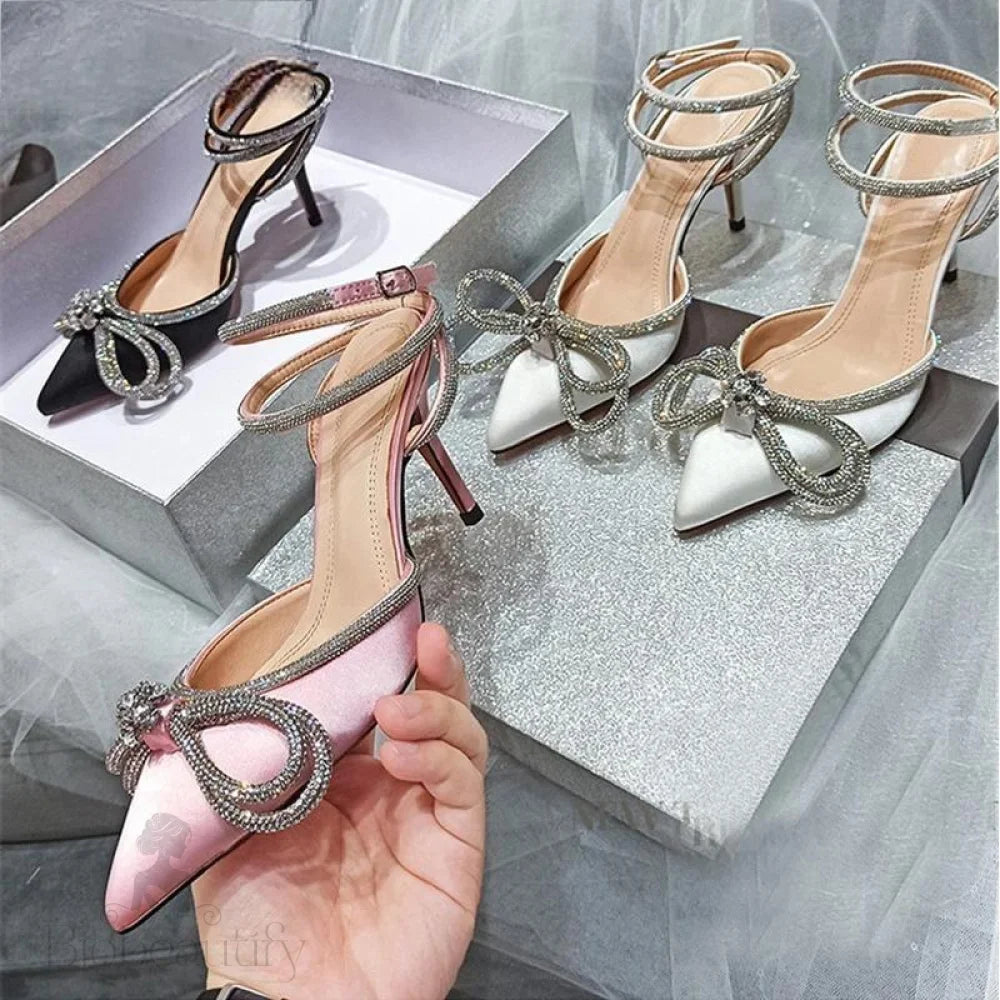 Glitter Rhinestones Silk Transparent Pumps For Women