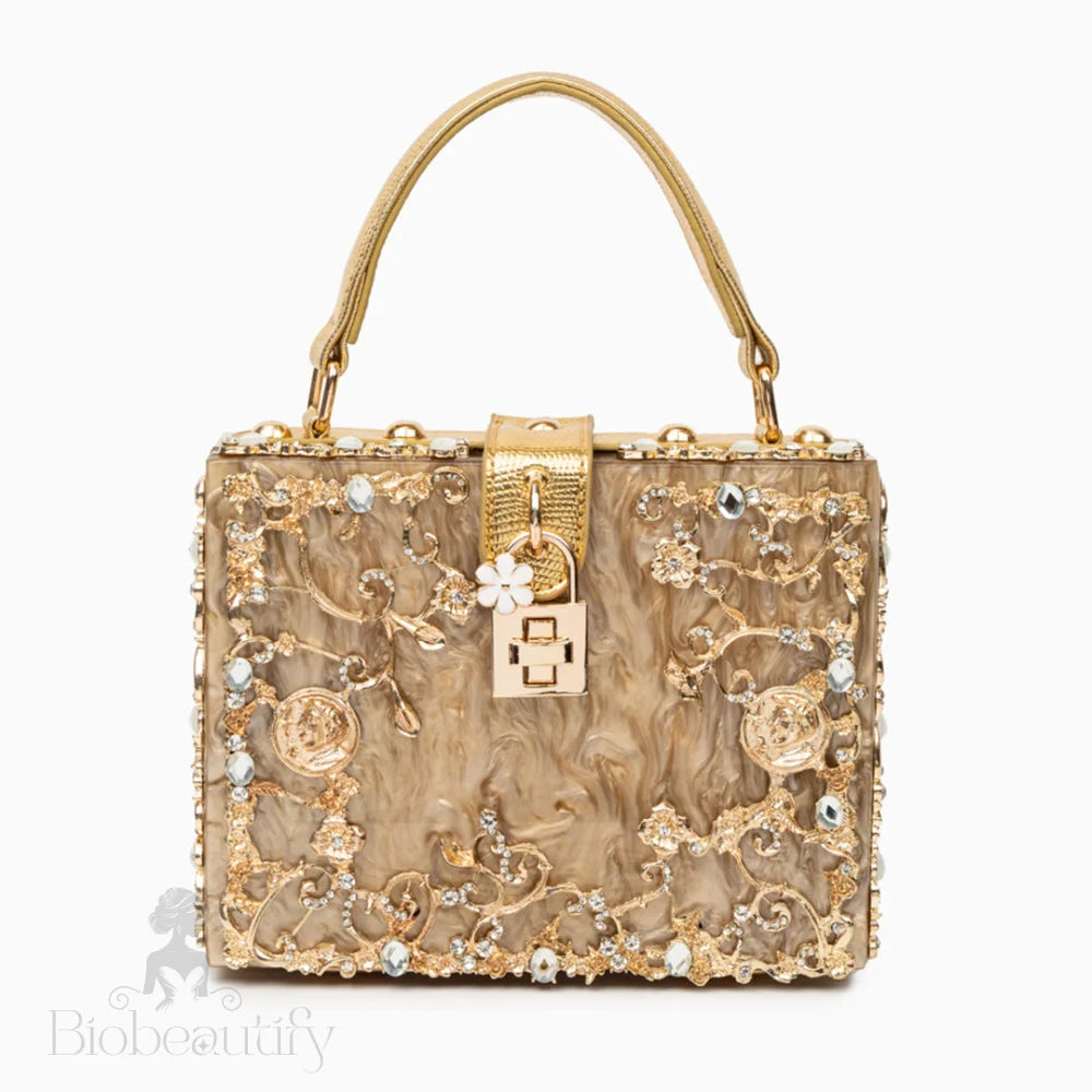 Gold Acrylic Box Handbag