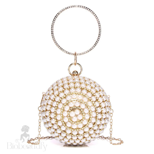 Gold Disco Ball Handle Party Bag With Pearlized Rhinestones One Size /