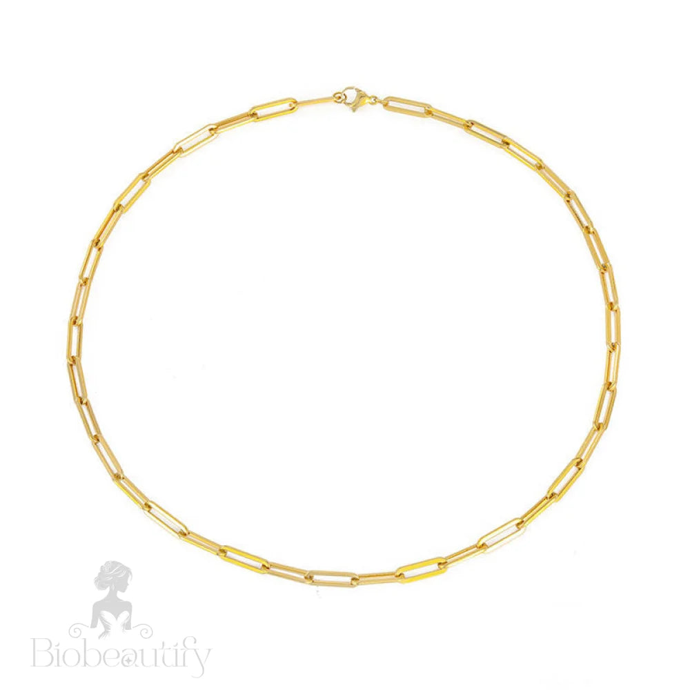 Gold Large Paperclip Chain Link Necklace Modern Style