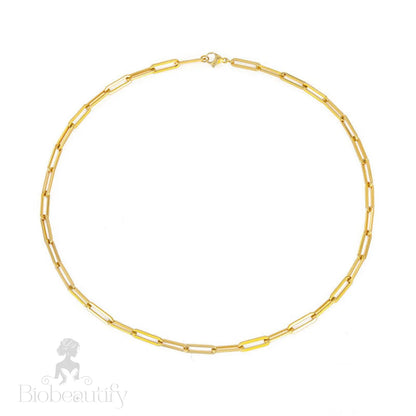 Gold Large Paperclip Chain Link Necklace Modern Style